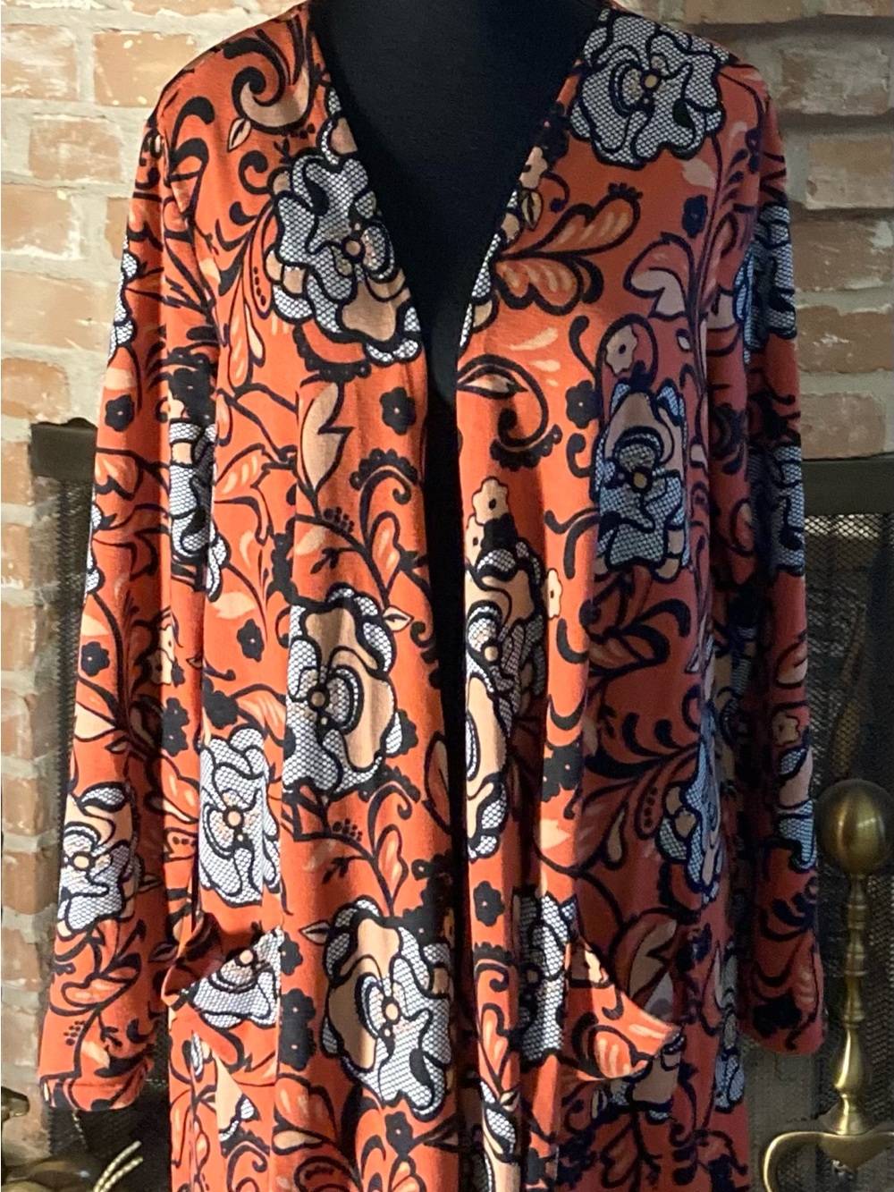 LuLaRoe Orange Floral Open-Front Women’s Sweater Cardigan